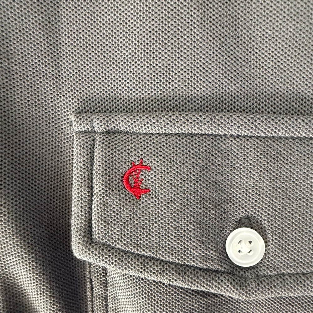Criquet Mens Long Sleeve Pima Cotton Pique Polo Shirt Gray Size Small - Picture 5 of 8